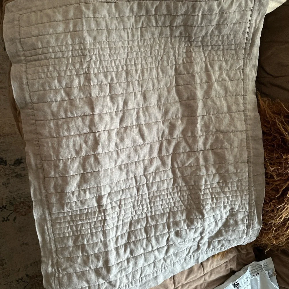 West Elm Euro Sham 20x26 – Quilted Cotton Neutral Beige NEW